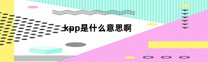 什么是kpp啊