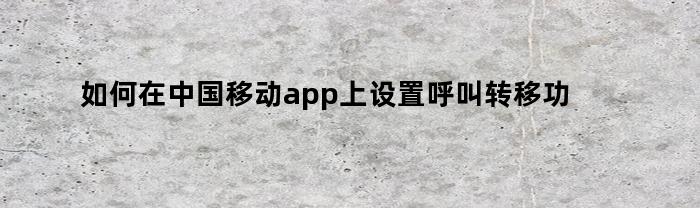 怎樣在中國移動客戶端上設(shè)置呼叫轉(zhuǎn)移作用