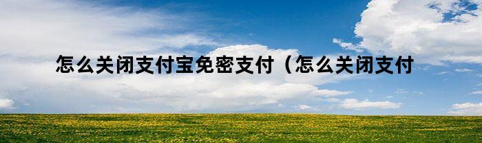 怎么取消支付寶免密支付