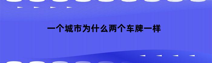 一個城市為何兩個車牌一樣