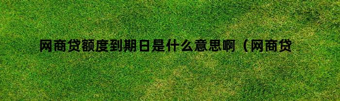 網(wǎng)商貸額度到期日是什么