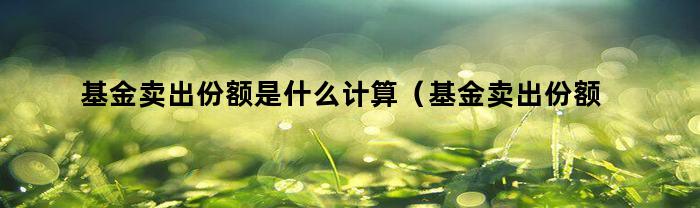 基金賣出份額是怎么計算