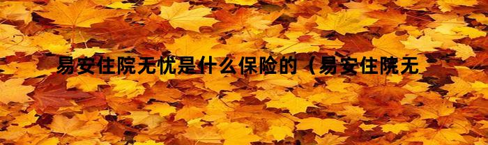 什么是易安住院無憂保險？