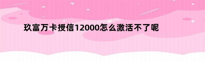 為什么玖富萬卡授信12000不能激活？