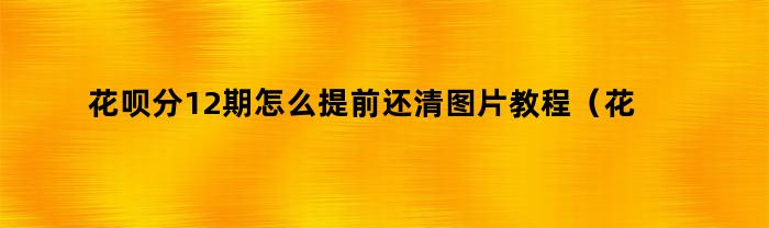 花唄分12期如何提前還清？圖片教程