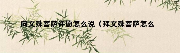 向文殊菩薩祈愿，怎么講